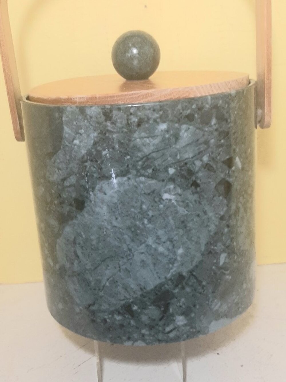 Large Vintage Faux Marble Vinyl Wrap Ice Bucket